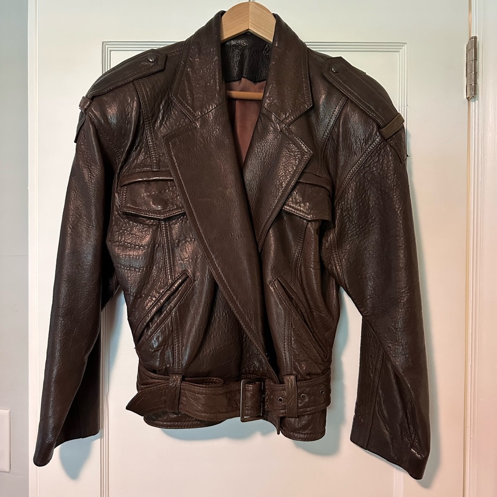 Womans vintage genuine leather motorcycle style jacket.